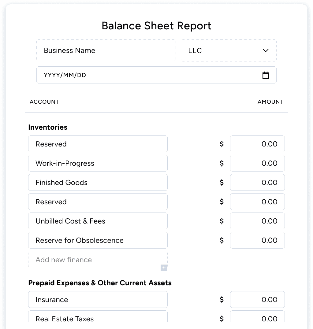 basic balance sheet